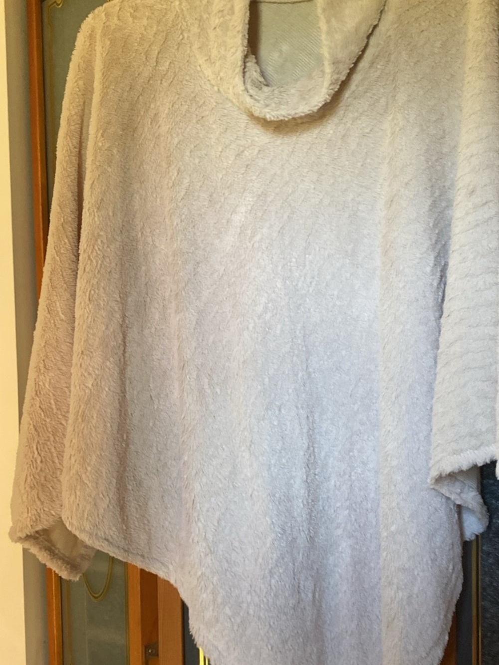 Cozy Women's Cream Plush Cowl Neck poncho